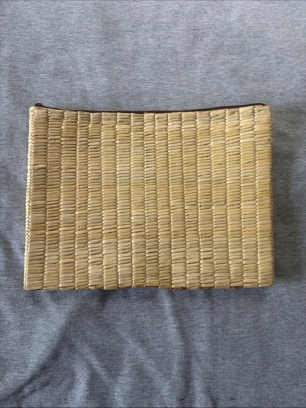 Woven Straw Zip Pouch - Natural